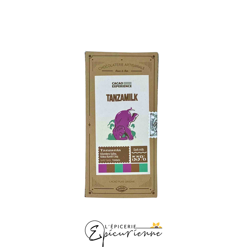 TABLETTE CHOCOLAT AU LAIT 55% "TANZAMILK"