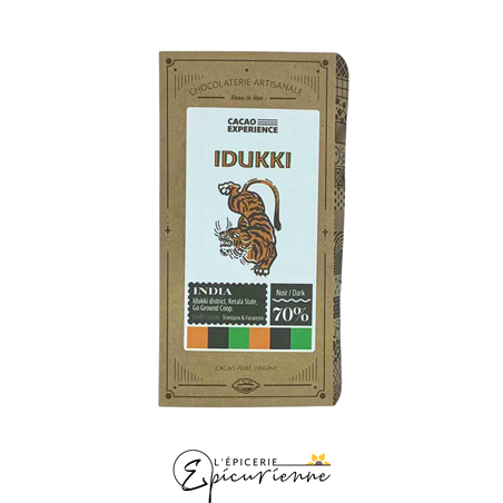 TABLETTE CHOCOLAT NOIR 70% "IDUKKI"