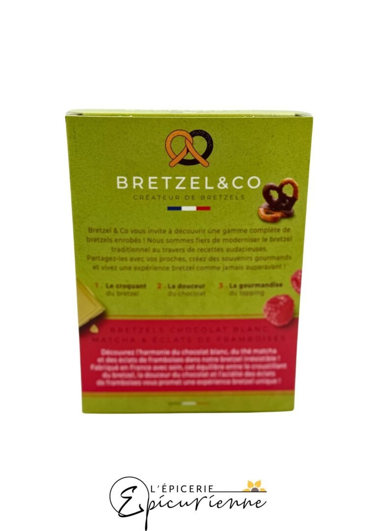Bretzels chocolat blanc Matcha framboise – Bretzel & Co