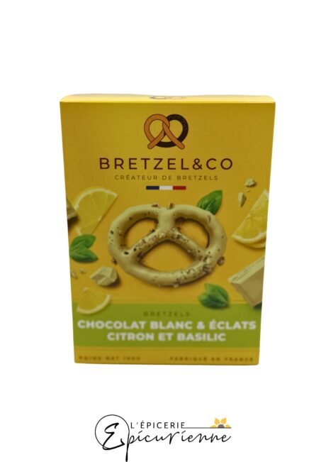 Bretzels chocolat blanc et éclats citron et basilic – Bretzel & Co