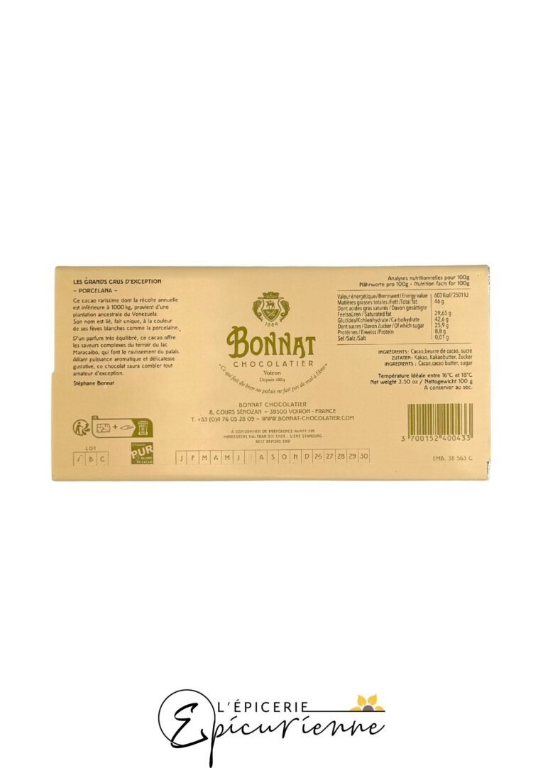 Chocolat Bonnat noir Porcelana - Tablette 100g