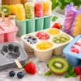 Glaces maison en bâtonnets démoulées de moules à glace en silicone